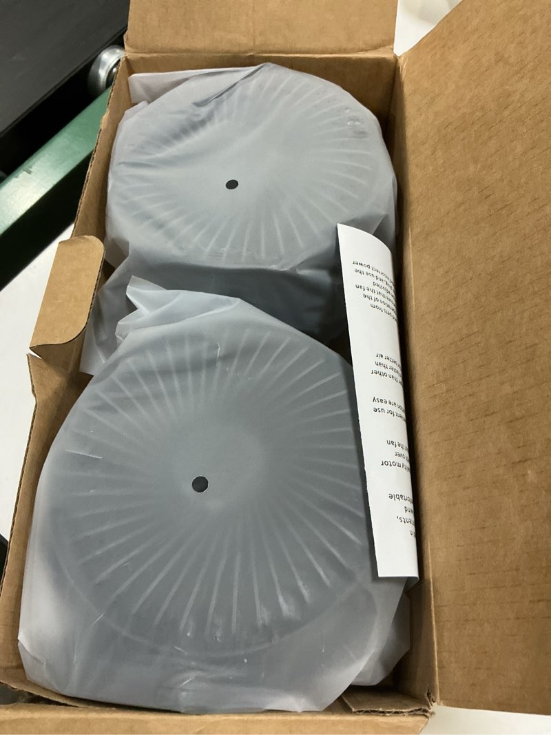 Condition photo showing Good Condition for grow tent fan, 5in two fans for greenhouse plant all direction ventilation circulation instead of oscillating, can work with timer and thermostat, 3 speeds ip54 waterproof 8ft cord power adapter large