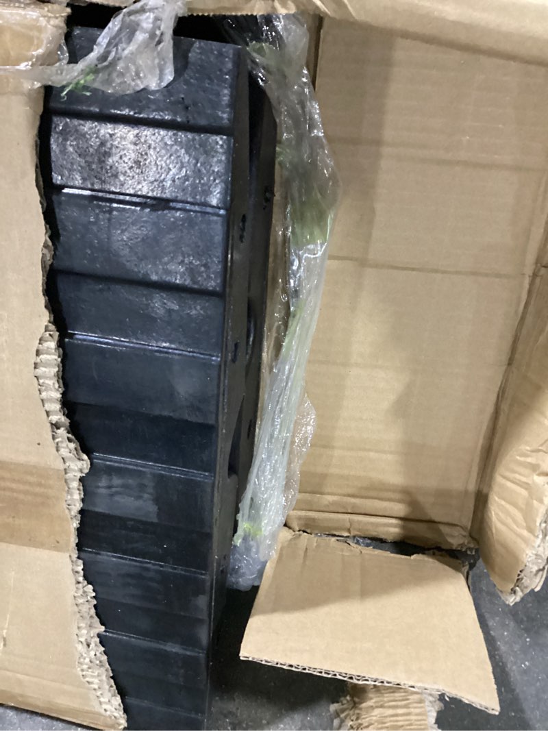 Condition photo showing As Is for car vehicle curbside driveway ramp - 4ft heavy duty rubber threshold bridge track curb ramp, for loading dock, garage, sidewalk, truck, scooter, bike, motorcycle, wheelchair mobility - pyle pcrbdr21 pack 2