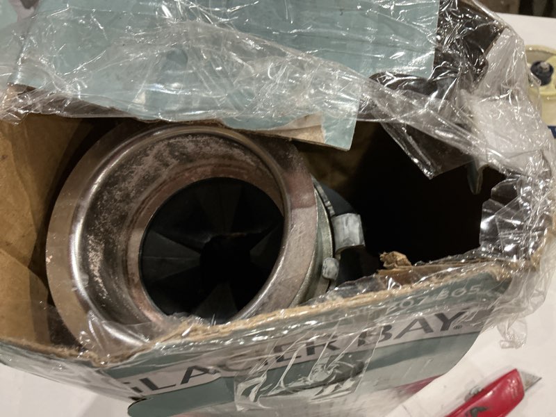 Condition photo showing As Is for turbogrind 1/2 hp. continuous feed garbage disposal with power cord