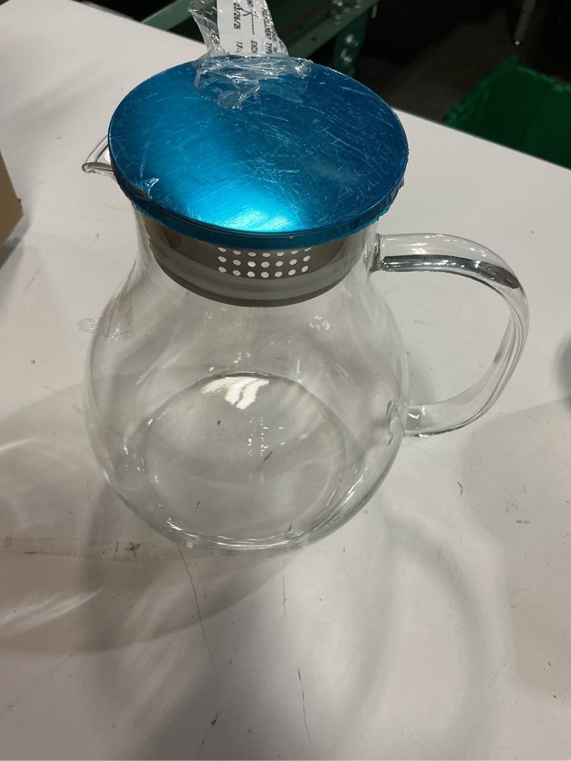 Condition photo showing As Is for glass teapot with removable stainless steel filter lid stovetop & microwave safe borosilicate glass kettle for loose leaf, blooming tea and coffee sharing (24oz)
