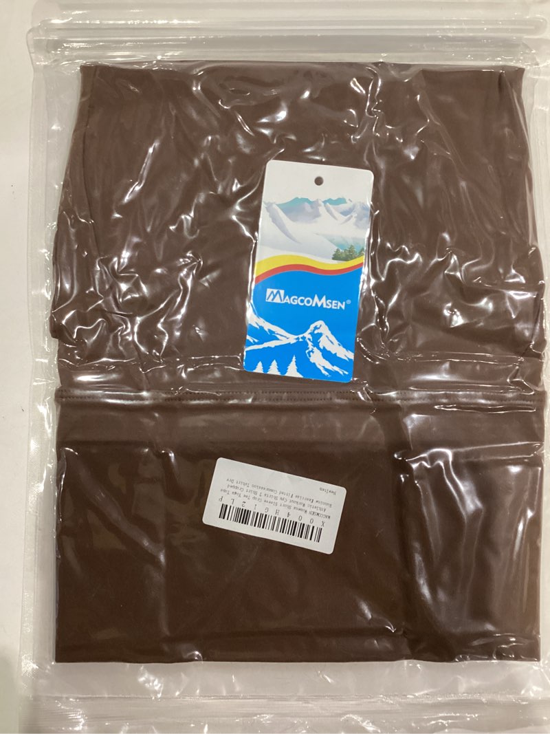 Condition photo showing New/Like New for MAGCOMSEN Women's Crop Workout Tops Yoga Short Sleeve Athletic Shirts Cropped Slim Fit Gym Clothes Tight Tshirt Exercise Brown Small
