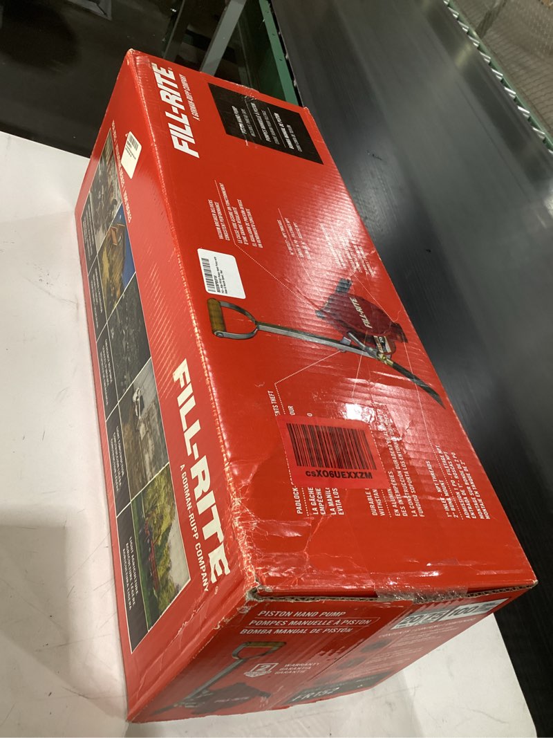 Condition photo showing As Is for Fill-Rite FR152 Piston Hand Pump with Hose & Nozzle Spout, Red Piston Pump w/Accessories