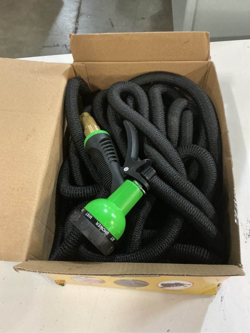 Condition photo showing Good Condition for flexi hose expandable garden hose with 8 function nozzle, 100ft - lightweight retractable garden hose, water hose - no-kink flexibility, 3/4 inch solid brass fittings and double latex core 100ft black