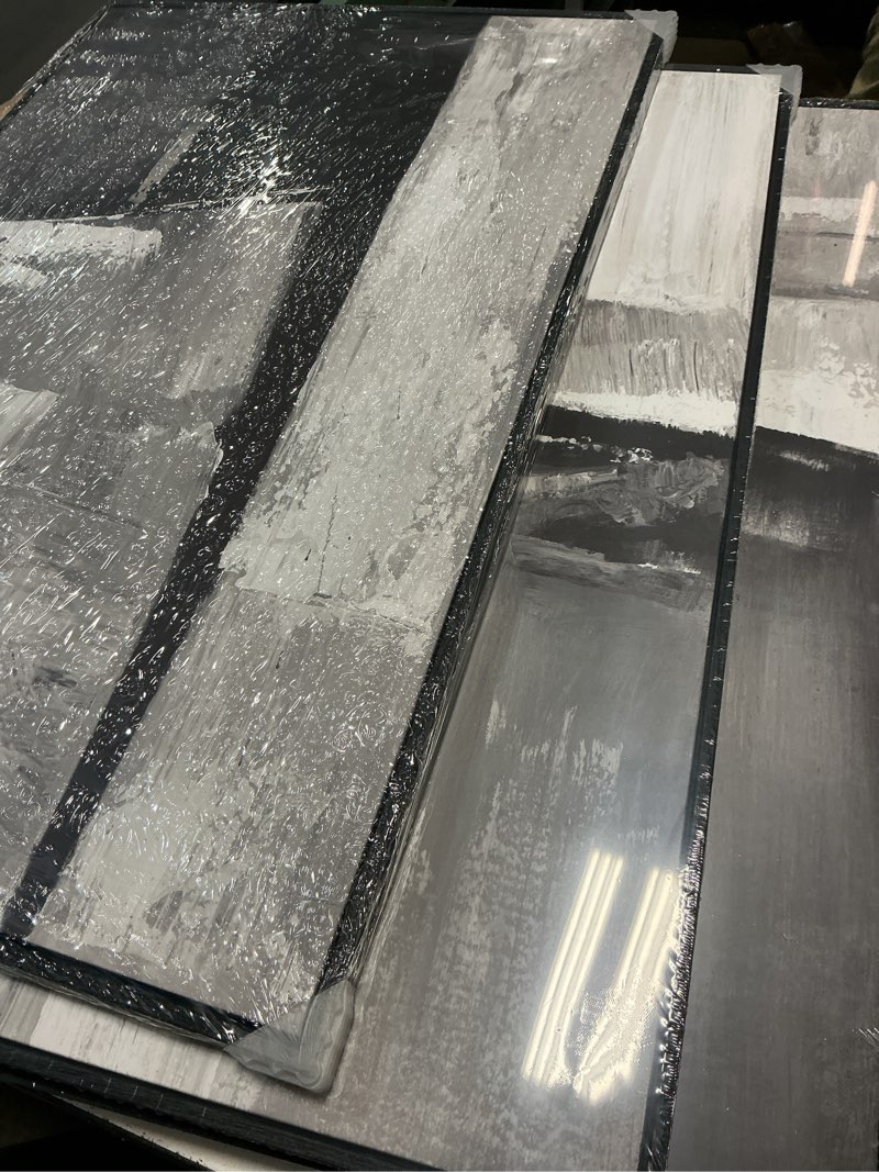 Condition photo showing New/Like New for Large Framed Black and White Gray Abstract Wall Art for Living Room, 3 Piece Modern Canvas Prints Paintings Artwork for Walls, Grey Abstract Pictures for Hallway Office Wall Decor 24x36 In 24" W x 36" H x 3Pcs Infinite Gray