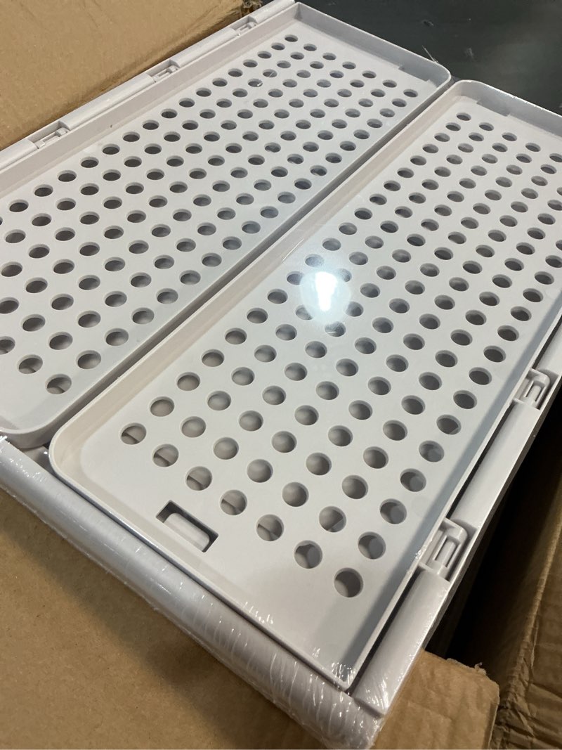 Condition photo showing Good Condition for SNSLXH 8 Pack Stackable Closet Storage Bins, Multifunctional & Foldable Closet Organizers and Storage for Bathroom Kitchen Laundry Room Drawer Shelf Storage, Space-Saving Wardrobe Organizer, White White 8 Pack