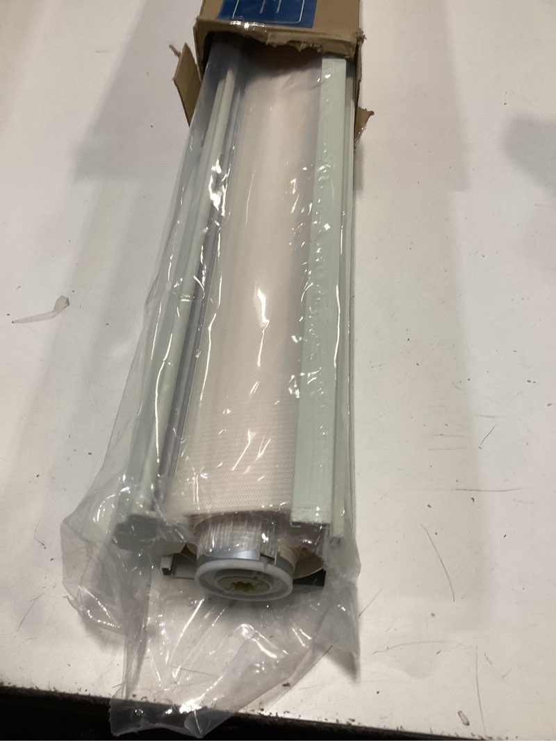 Condition photo showing As Is for Joydeco Cordless Zebra Blinds (Pro), Dual Layer Light Control Zebra Blinds for Windows, Light-Proof Aluminum Cover, Free-Stop Roller Shades for Home & Office (Beige, 27" W x 75" H) Beige 27"W x 75"H