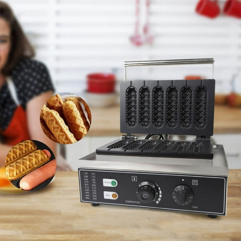 Miumaeov Waffle Maker Machine 6PCS Electric Waffle Hot Dog Maker Crispy Baking Corn Dog Waffles Non-Stick Maker for Home 