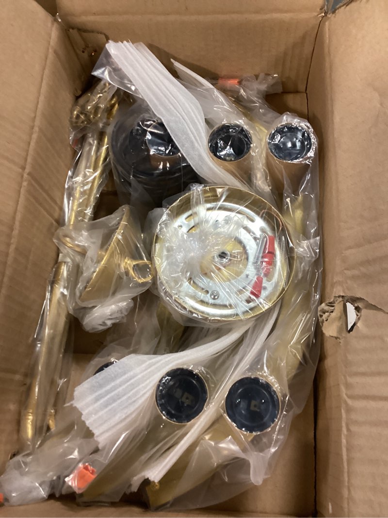 Condition photo showing Good Condition for 6 Lights Gold Wagon Wheel Chandelier, Modern Golden Pendant Lights Fixtures for Living Room, Bedroom, Entryway, Foyer, Haning Light with 18.1", E26 Bulbs.