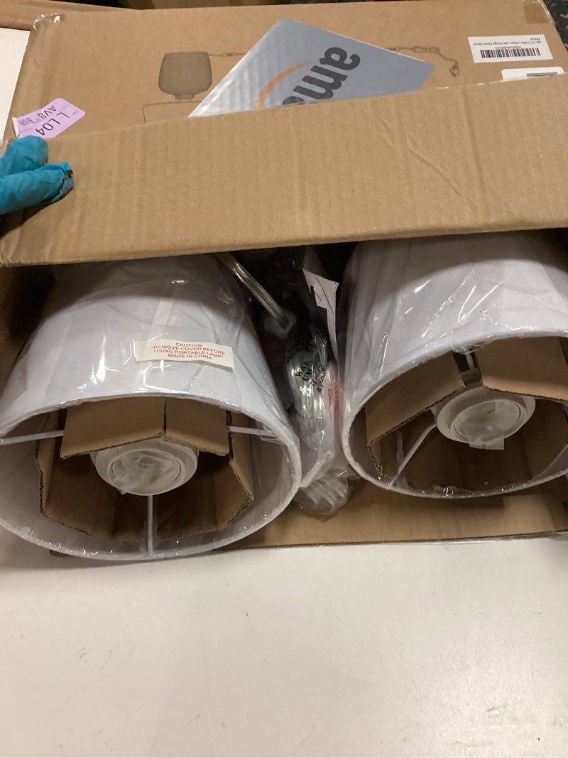 Condition photo showing New/Like New for Sucolite Small 11.8" Table Lamps Set of 2, Bedside Nightstand Lamps for Bedroom Kid’s Room, Cute Desk Lamps with Studded Texture Base for Reading Nursery Living Room Office, White White & White 11.8''