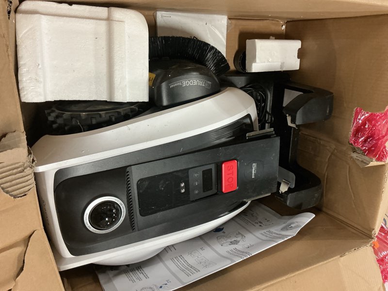 Condition photo showing As Is for ecovacs goat a2000 lidar pro robotic lawn mower for up to 1/2 acre, wire-free with dual-lidar auto mapping, built-in truedge edge trimmer, aivi 3d obstacle avoidance, smart app control