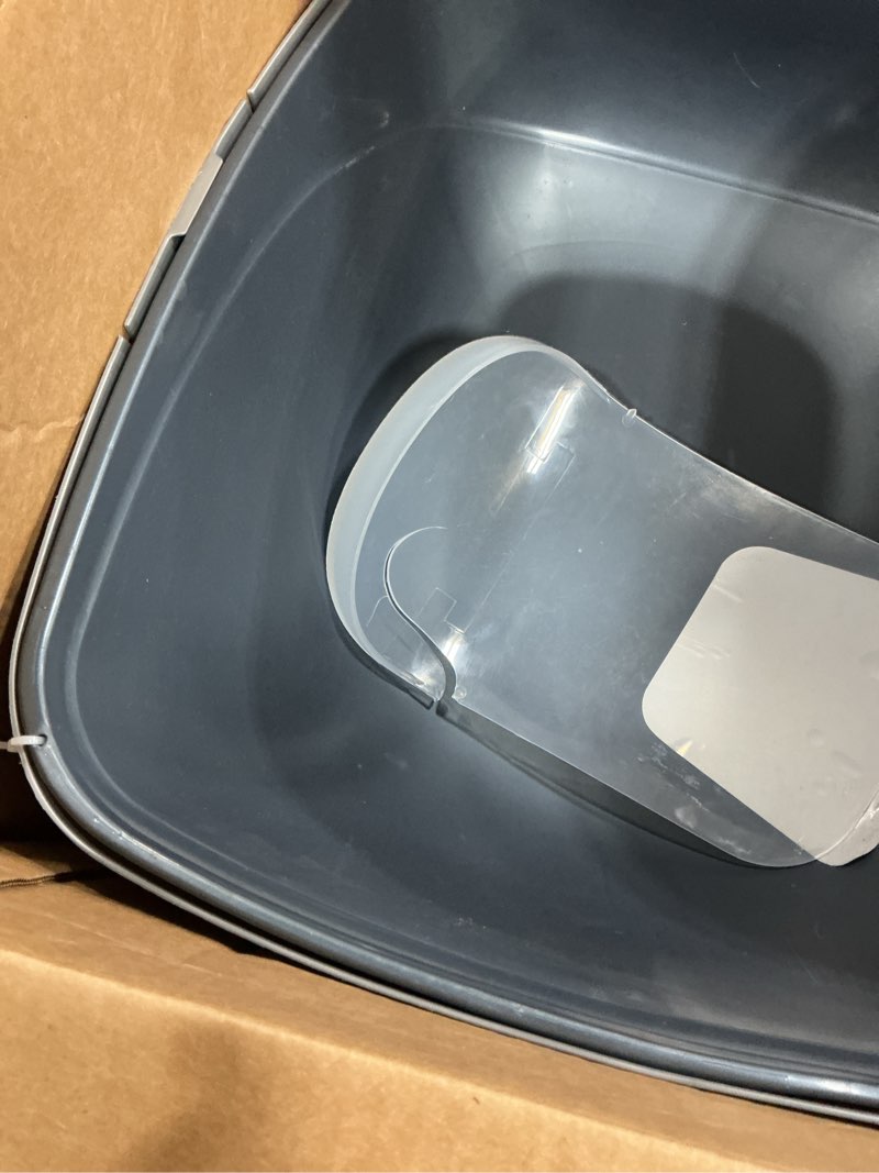Condition photo showing As Is for petmate basic hooded cat litter pan, made in usa, 18.8"l x 15.2"w x 14"h