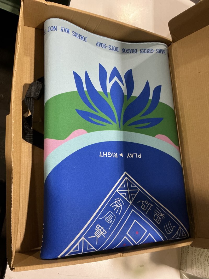 Condition photo showing Good Condition for Mahjong Mat with Tech Velvet for Mah Jong Table, Noise Reduction,Anti Slip, and Crease-Free, Soft Touch, Game Rule, with Carrying Bag: 32.4 Inch Game Mat for Poker, Board, Tile, and Dominoes (L-Blue) Light-blue