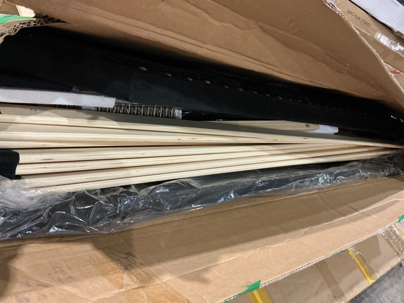 Condition photo showing Good Condition for garveehome queen size platform bed frame with 50.2 in tall headboard, velvet upholstered bed frame with vertical channel tufted headboard & footboard, nailhead trim, no box spring needed, black black queen