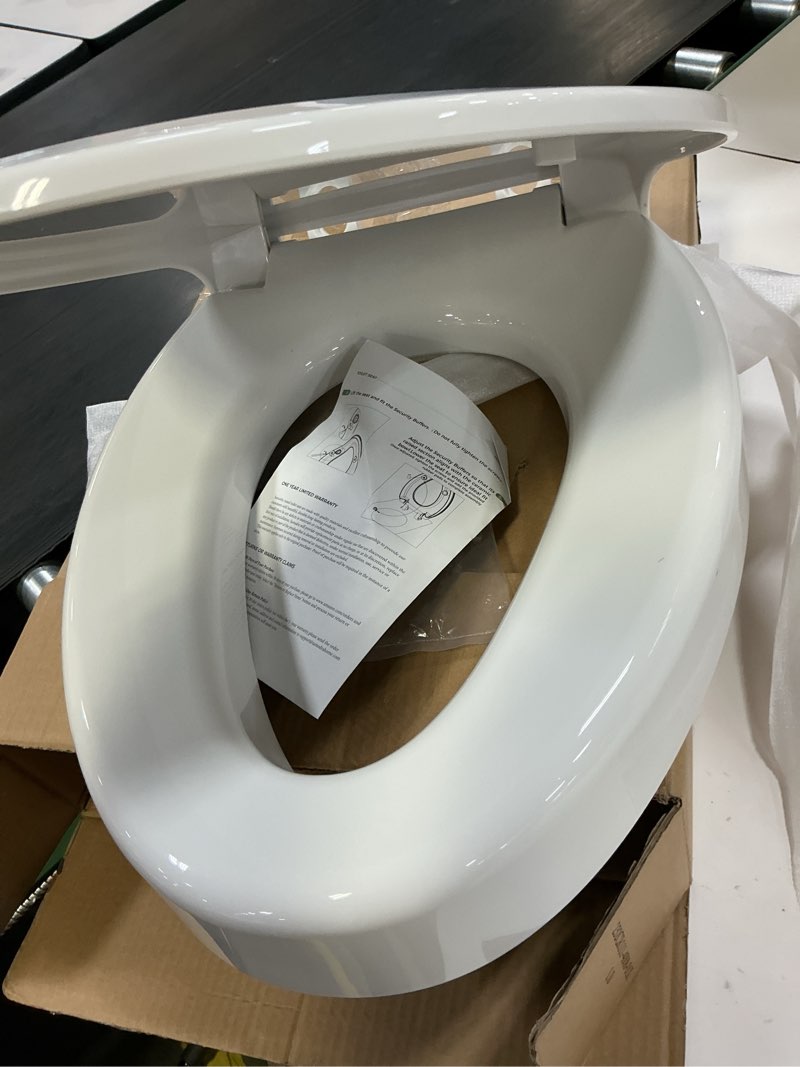 Condition photo showing As Is for SAMODRA Raised Toilet Seat Riser, White, 3 Inch High Elevated Toilet Seat for Seniors, Soft Close, Easy Install & Clean (Elongated)