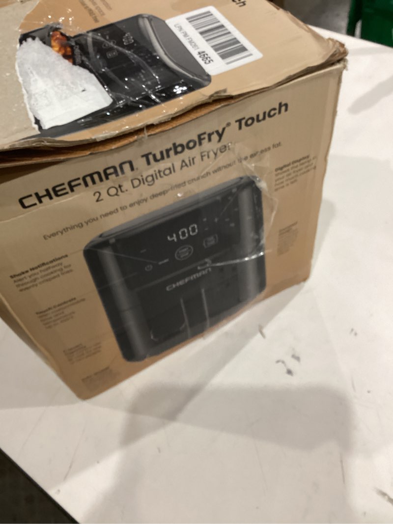 Condition photo showing As Is for CHEFMAN 2 Qt Mini Air Fryer – Digital Space-Saving Compact Air Fryer with Nonstick and Dishwasher Safe Basket, Quick & Easy Meals in Minutes, Features Digital Timer and Shake Reminder – Black 2 Quart Black