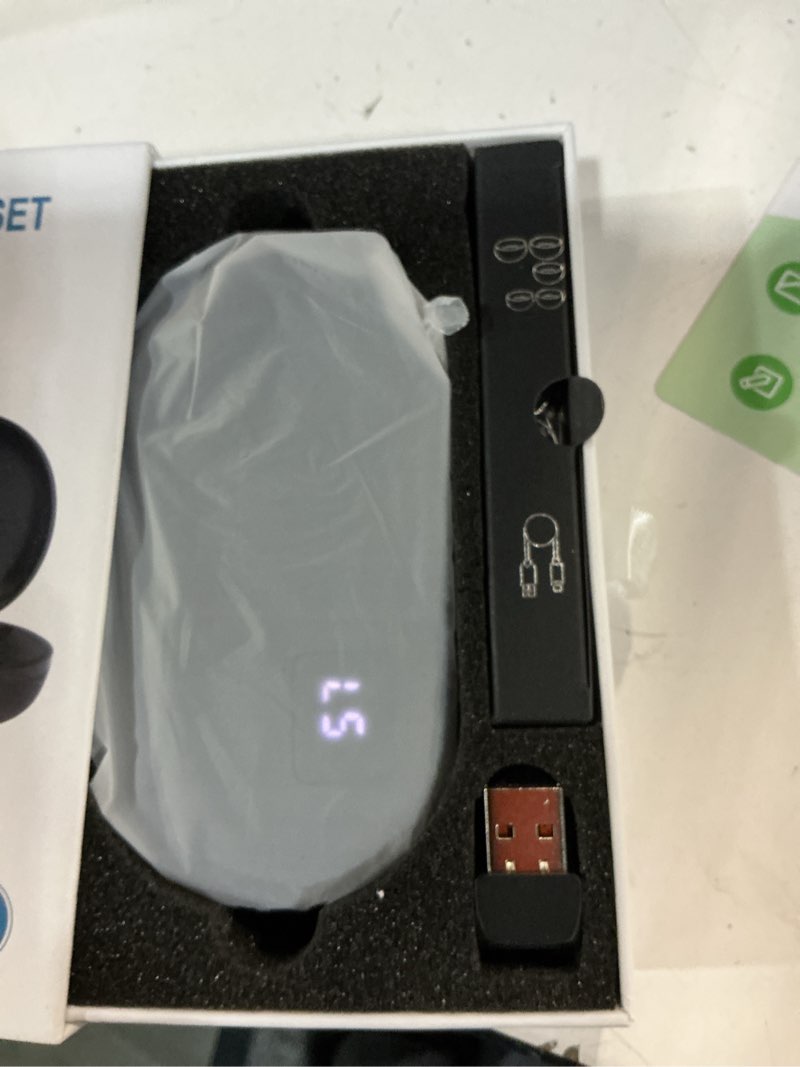 Condition photo showing Good Condition for bluetooth headset v5.3, wireless bluetooth earpiece with 600mah charging case, 110h playtime, hands free headset for cell phone and computer with built-in microphone for work trucker office