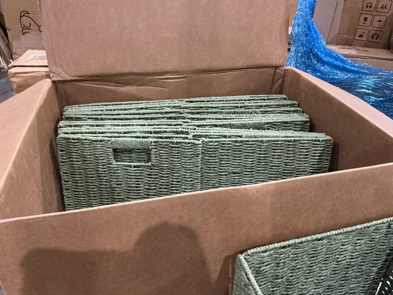 Condition photo showing Good Condition for handwoven paper woven cube basket organizer with handles foldable storage baskets for bedroom living room cubby storage units for clothes books toys