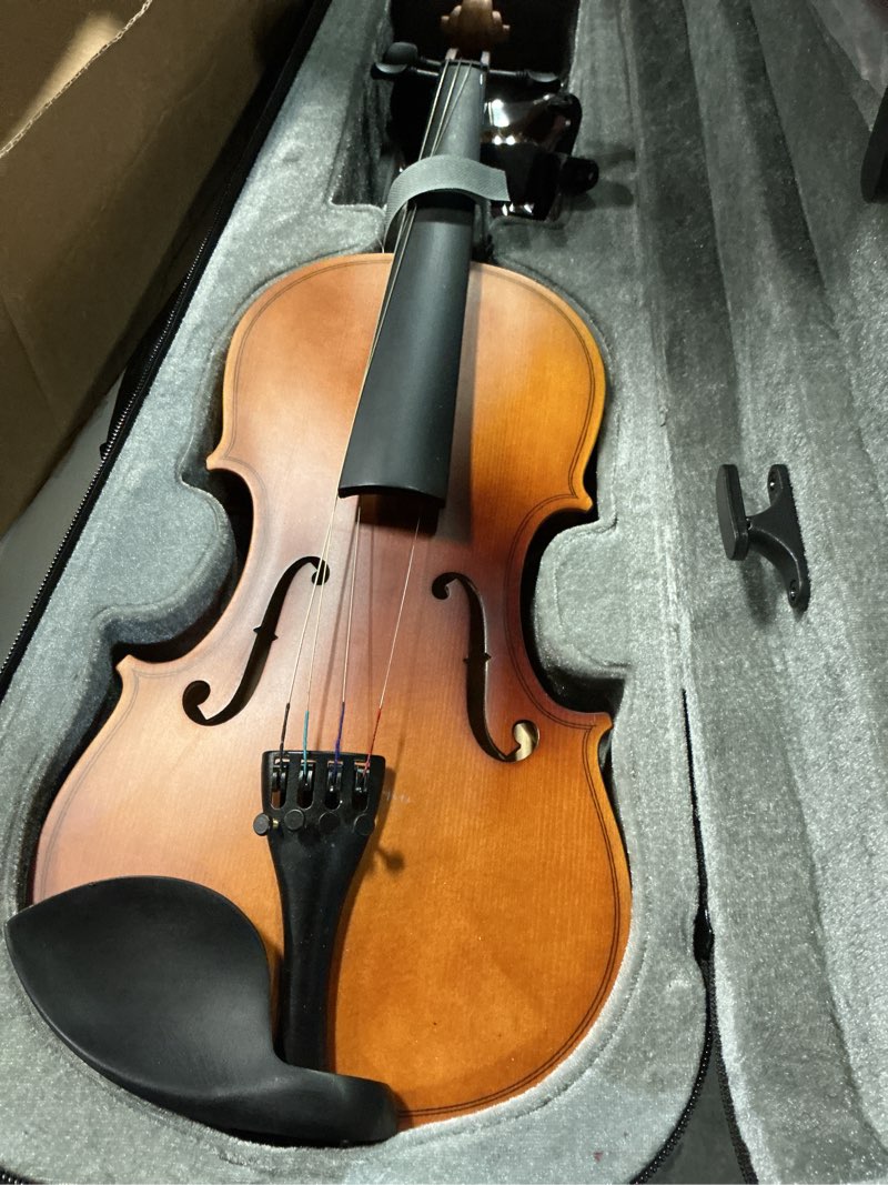 Condition photo showing Good Condition for Fesley Violin Fiddle Beginner Set: 1/2 Matt Violin Kit for Student, Acoustic Violin with Hard Case, Solidwood Hand Made Violin Starter Kit with Violin Bow, Rosin, Shoulder Rest, Tuner, Extra Strings 1/2 1/2 Matt
