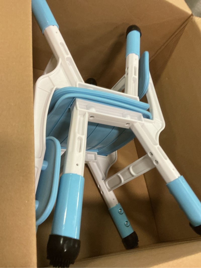 Condition photo showing Good Condition for FUNLIO Adjustable Kids Chair (2pcs), 3 Level Height Adjustable Toddler Chair for Ages 3-8, Sturdy Child Chair with Maximum Bearing 220lbs, for Classrooms/Daycares/Homes, CPC & CE Approved - Blue 2 pcs Blue