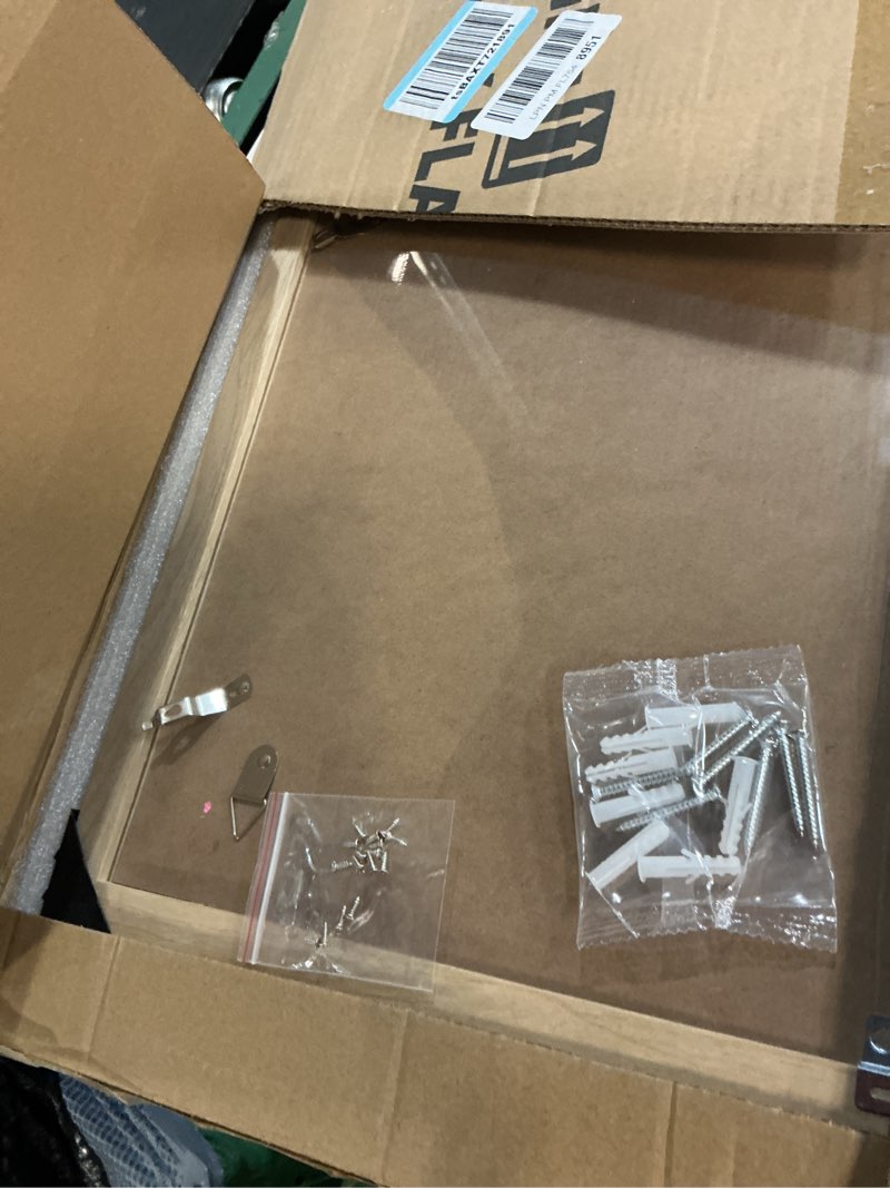 Condition photo showing Good Condition for 24x36 poster frame, display pictures 20x30 with mat or 24x36 without, wall hanging frames, natural oak, 3 pack natural oak 24x36