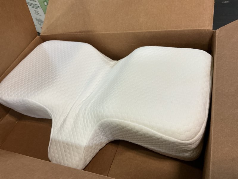 Condition photo showing Good Condition for therapeutica cervical orthopedic foam pillow - neck support pillow for side & back sleepers - ergonomic pillow for neck support, relief, & spinal alignment – large size, firm, white large white