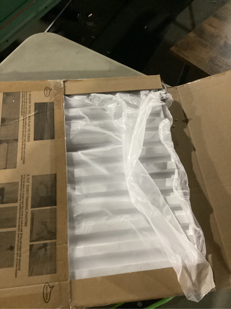 Condition photo showing New/Like New for Art3d Slat Wall Panel, 3D Fluted Textured Panel 12-Tile 19.7 x 19.7in. - Walnut 19.7 x 19.7in. Square - Walnut 12