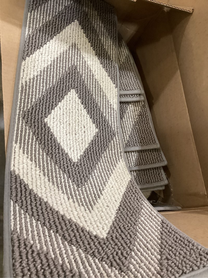 Condition photo showing Good Condition for padoor 15pc stair-treads non slip, 3d peel and stick stair treads for wooden steps indoor, stair-carpet treads washable reusable adhesive stair-runner rugs for kids and dogs 8"x30" brown