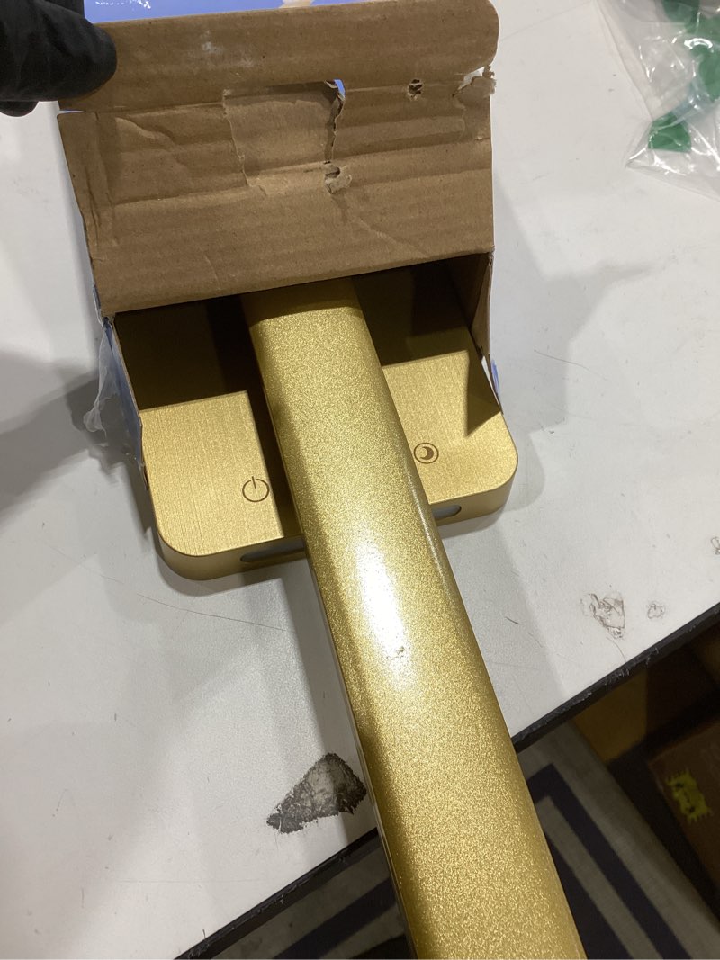 Condition photo showing As Is for LED Desk Lamp with USB Ports,Touch Desk Lamps for Home Office with 5 Color Modes,3 Brightness Desk Light with Small Night Light,Reading Lamp Table Lamp for Bedroom Bedside Study Gold ?with Adapter?