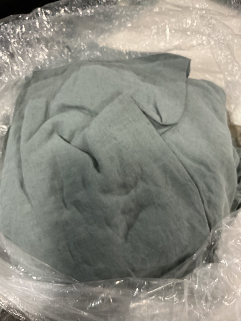 Condition photo showing Good Condition for european linen sheet set, king, dusty blue