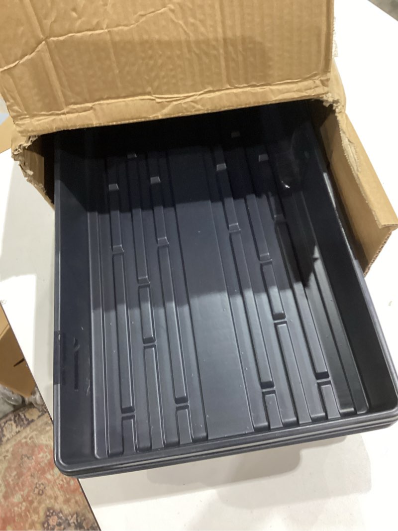 Condition photo showing As Is for 1020 plant tray with tall 7.3'' dome, 5-pack extra large seed starter tray with humidity domes, heavy duty 1020 trays and flats with lid, seed germination mini greenhouse no hole for balcony garden 5p 1020trays+7.3''domes