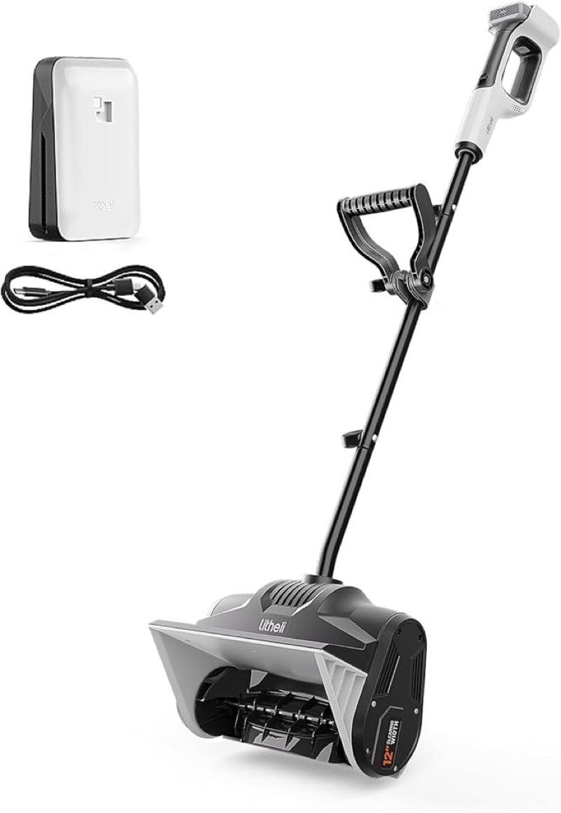 litheli cordless snow shovel 2x20v, 13-inch brushless lightweight electric power shovel for snow rem