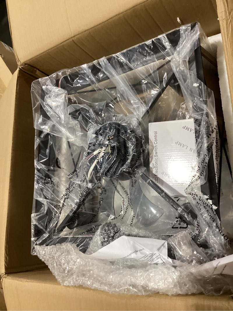 Condition photo showing Good Condition for huixute ceiling fan with lights remote control, 6 speeds walnut colored farmhouse industrial ceiling fan, caged ceiling fan with light for bedroom living room kitchen vintage walnut