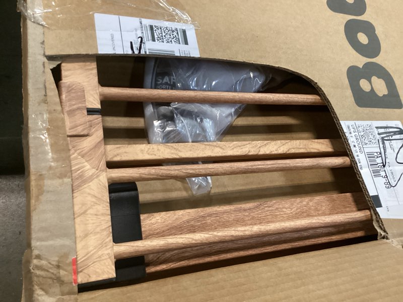 Condition photo showing Good Condition for Babelio 29-48" Metal Baby Gate with Brown Wood Pattern, Auto Close Dog Gate PressGuard P7 for The House, Stairs and Doorways, Pressure Mounted Pet Gate with Door, Safety Gate for Child and Pets Brown Wood Pattern 30"Tall 29"-48" Wide