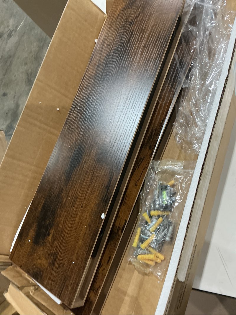 Condition photo showing Good Condition for bayka floating shelves set of 2, 22.5 inches farmhouse rustic wood wall mounted shelves for bathroom, bedroom, living room or kitchen, hanging shelf decor book with 22lbs capacity, rustic brown