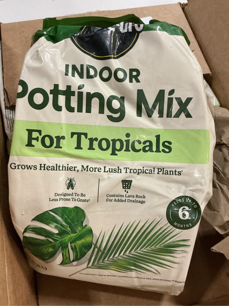 Condition photo showing New/Like New for miracle-gro tropical potting mix - growing media for tropical plants living in indoor and outdoor containers, 6 qt. (2-pack) 2 pack potting mix