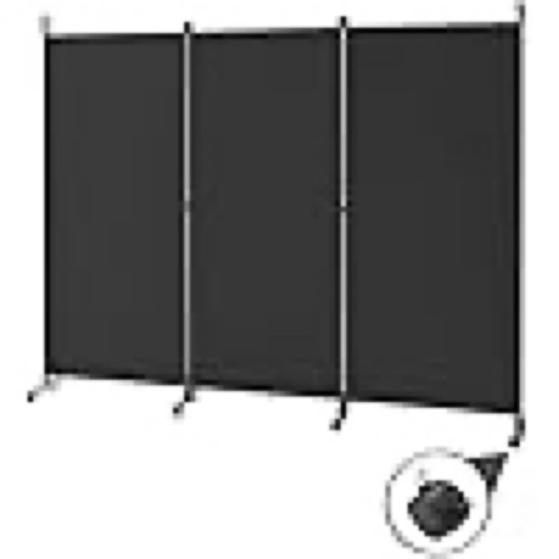 spurgehom 3 panel rolling room divider, folding partition privacy screens, freestanding fabric room panel, portable folding wall divider for office, room, restaurant, hospital 