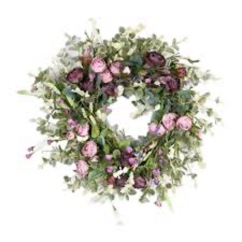 26" Artificial Everyday Eucalyptus Berry Rose Floral Front Door Wreath For Wedding Party Home Decor