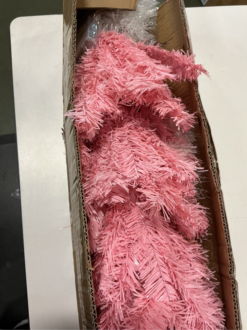 Condition photo showing As Is for Pink Christmas Tree, 4FT Christmas Tree with Metal Stand, Artificial Pink Tree with 300 Branch Tips, Easy Assembly, for Indoor Outdoor Holiday Decoration Pink2