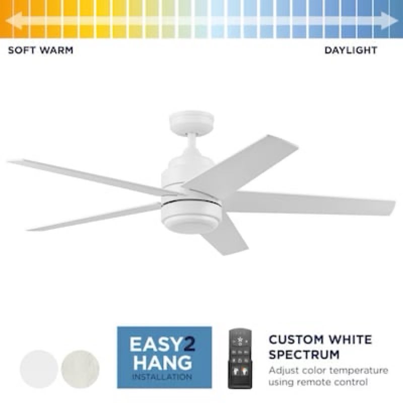 500+ bought last week harbor breeze carlow easy2hang 52-in white led covered outdoor ceiling fan with light and