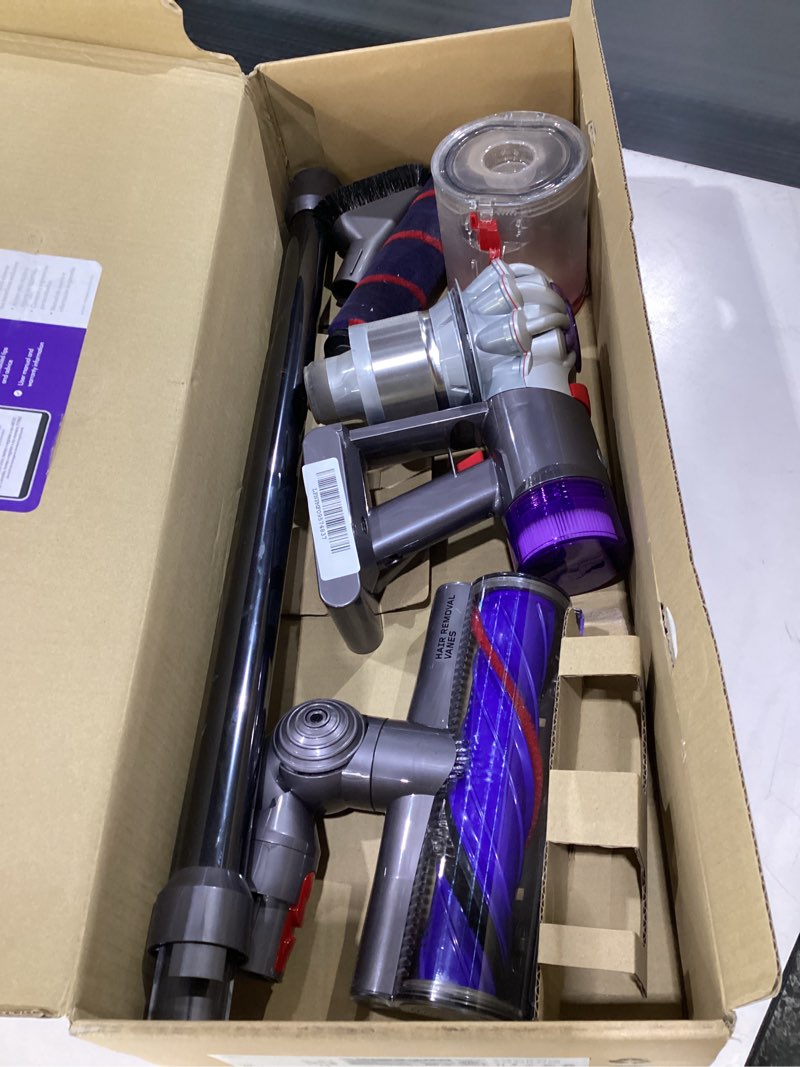 Condition photo showing As Is for ( USED, NOT TESTED, MISSING PARTS) Dyson V8 Plus Cordless Vacuum, Cleans Hard Floors and Carpets, Detangles, Converts to Handheld, 115AW, 2 Power Modes, Up to 40 Minutes¹