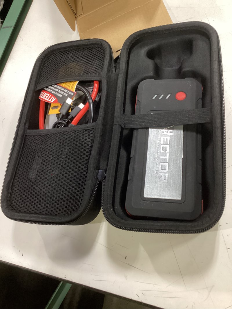 Condition photo showing Good Condition for vector 1600 peak amp automotive lithium jump starter, portable power-usb-a(15w), usb-c(30w), power in & out with carrying case