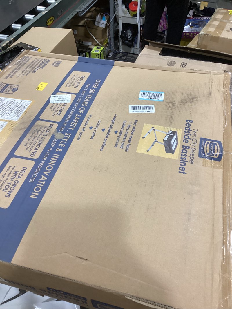 Condition photo showing New/Like New for Simmons Kids By The Bed City Sleeper Bassinet for Twins - Adjustable Height Portable Crib with Wheels & Airflow Mesh, Grey Tweed