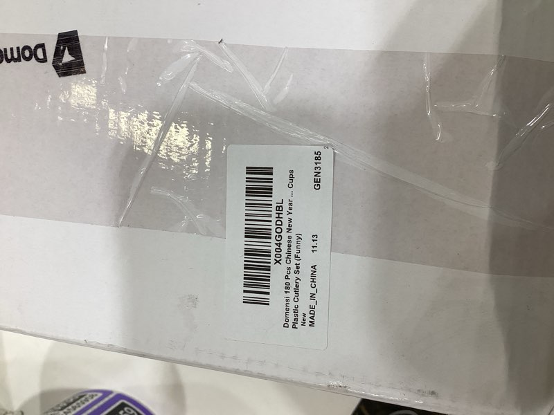 Condition photo showing Good Condition for Domensi 180 Pcs Chinese New Year Party Supplies 2026 Plates Napkins Cups Serve 30 Happy New Year Party Disposable Paper Dinner Dessert Plates Lunar Years Paper Napkins Cups Plastic Cutlery Set(Funny)