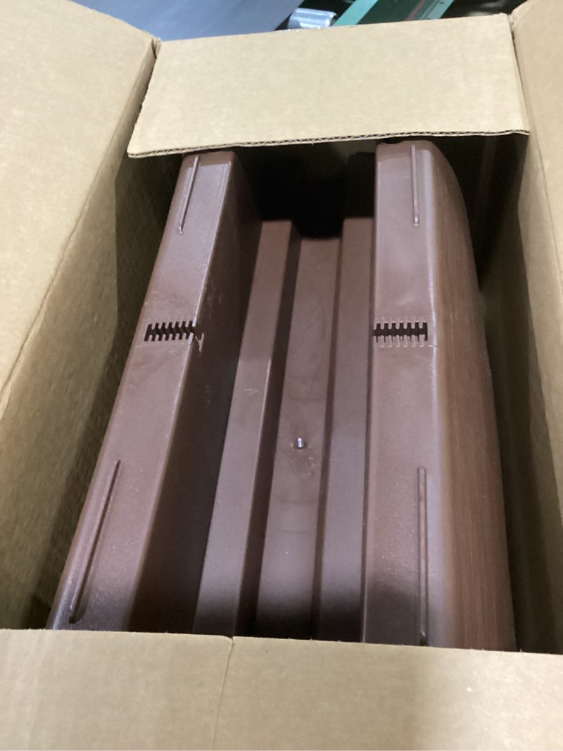 Condition photo showing Good Condition for emsco group bloomers railing planter with drainage holes – 24" weatherproof resin planter – brown, plastic brown 24.3 × 10.5 × 9.5 inches