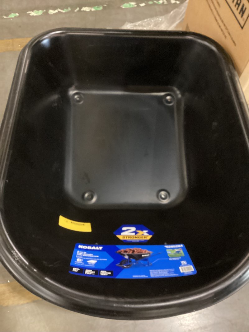Condition photo showing As Is for kobalt 6-cu ft 1 wheel high-density poly push wheelbarrow incomplete