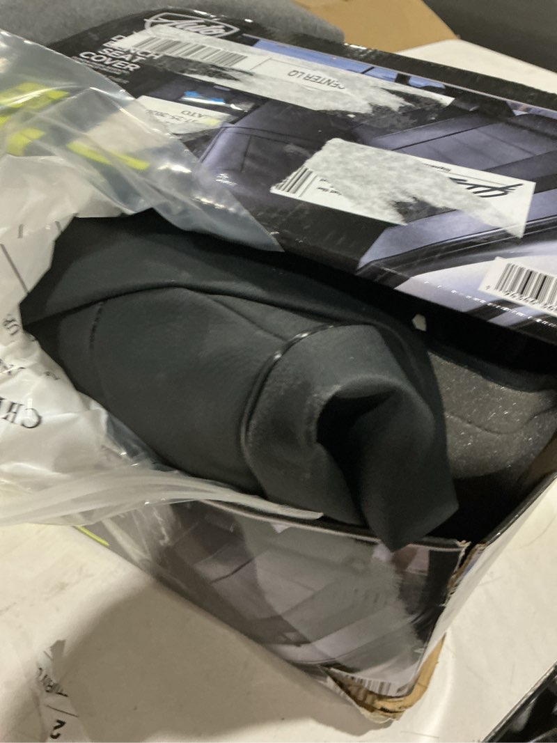 Condition photo showing As Is for auto drive full faux leather rear bench seat cover - black, universal fit