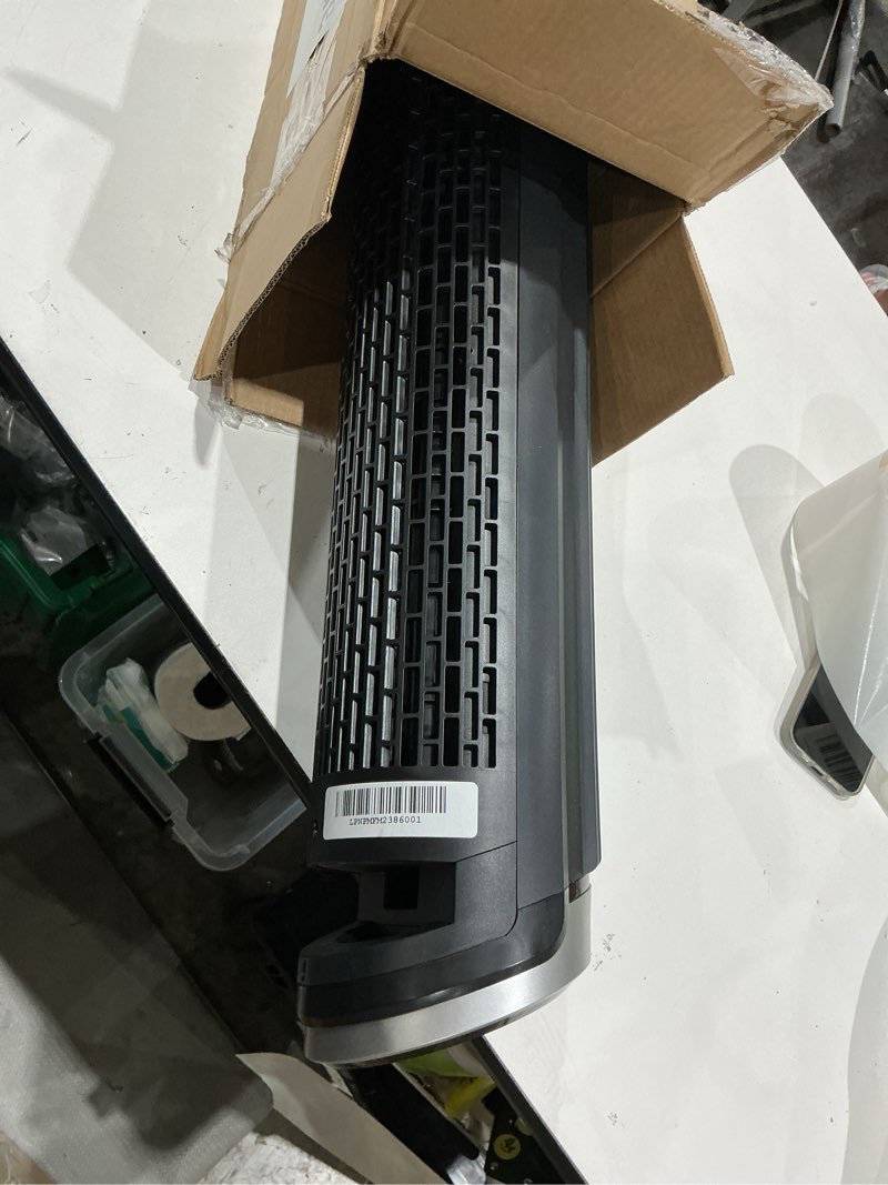 Condition photo showing As Is for dreo tower fan for bedroom, 90° oscillating fans that blow cold air, 5 speeds, 4 modes with 26ft/s velocity, 12h & 28db quiet timer, remote, touch, 40" standing floor fan for home office, black black standard