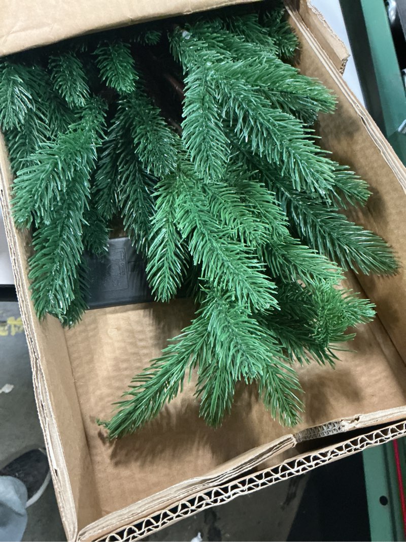 Condition photo showing As Is for 6FT Lighted Pine Christmas Tree, Color Changing RGB 83LED Trees with Remote Control, Artificial Pine Light Up Trees for Indoor Outdoor Party Home Wedding Xmas Holiday Decoration