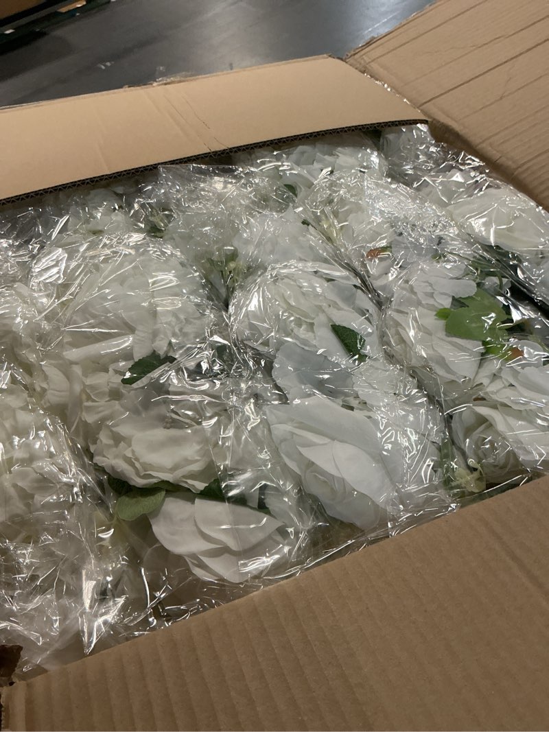 Condition photo showing Good Condition for nuptio flower ball arrangement bouquet - 10 pcs 15.7 inch diameter white fake flowers roses balls for centerpieces tables - artificial rose arrangements for wedding centerpiece table decorations 15.7" diam - 10 pcs white