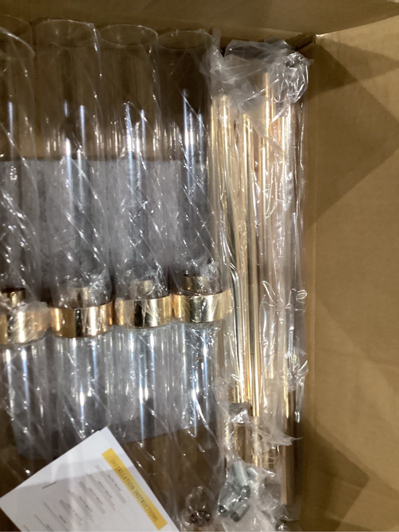 Condition photo showing New/Like New for floor candelabra wedding centerpiece, 45.3'' tall floor candle holder set, 8-arm silver metal candlestick holders with acrylic shades, led taper candle holder stand for party wedding home decor